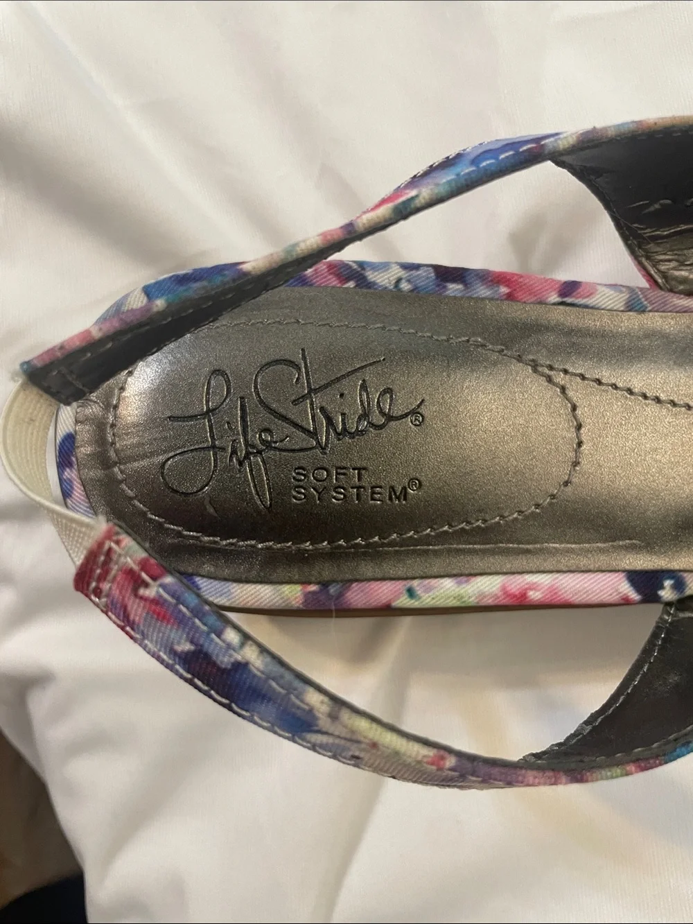 Life Stride Multicolor Floral Knot Slingback Wedge Sandals